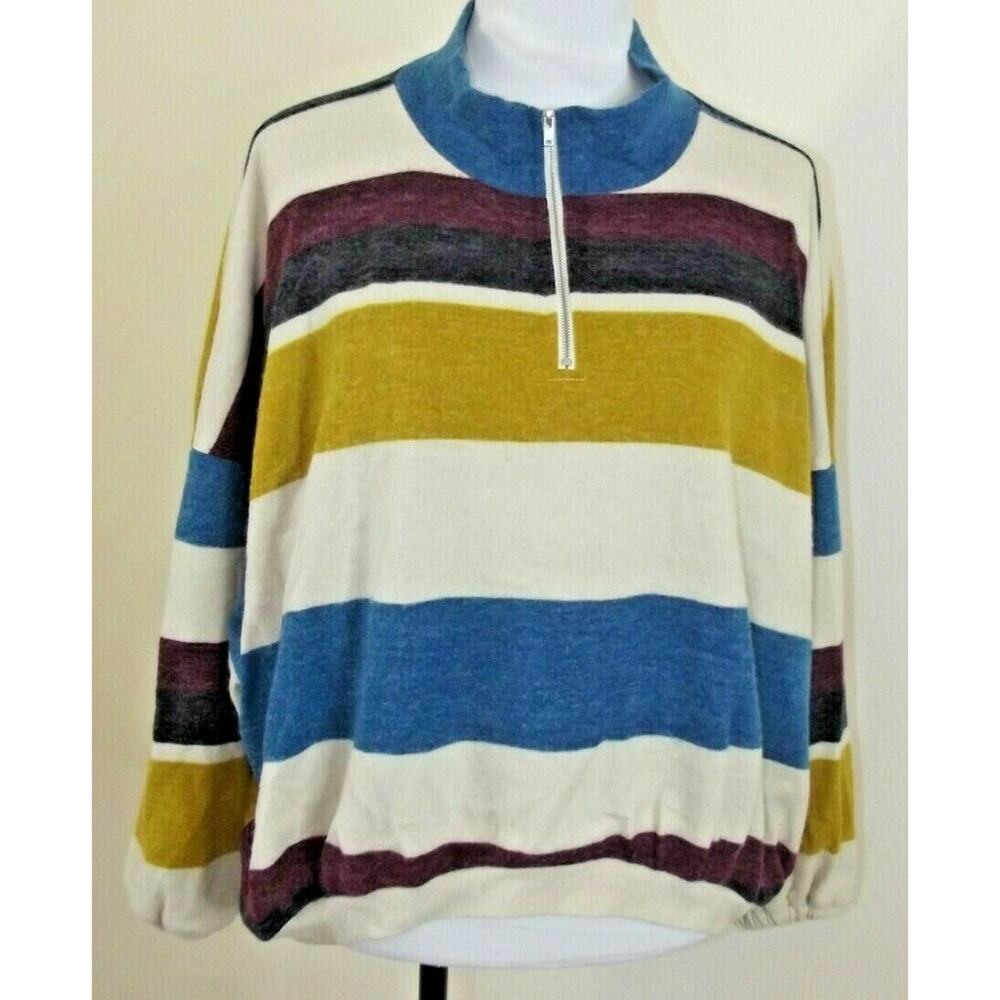 BKE Buckle Womens 1/4 Zip STRIPED SWEATER - Size SMALL - Oversized Multi-Color